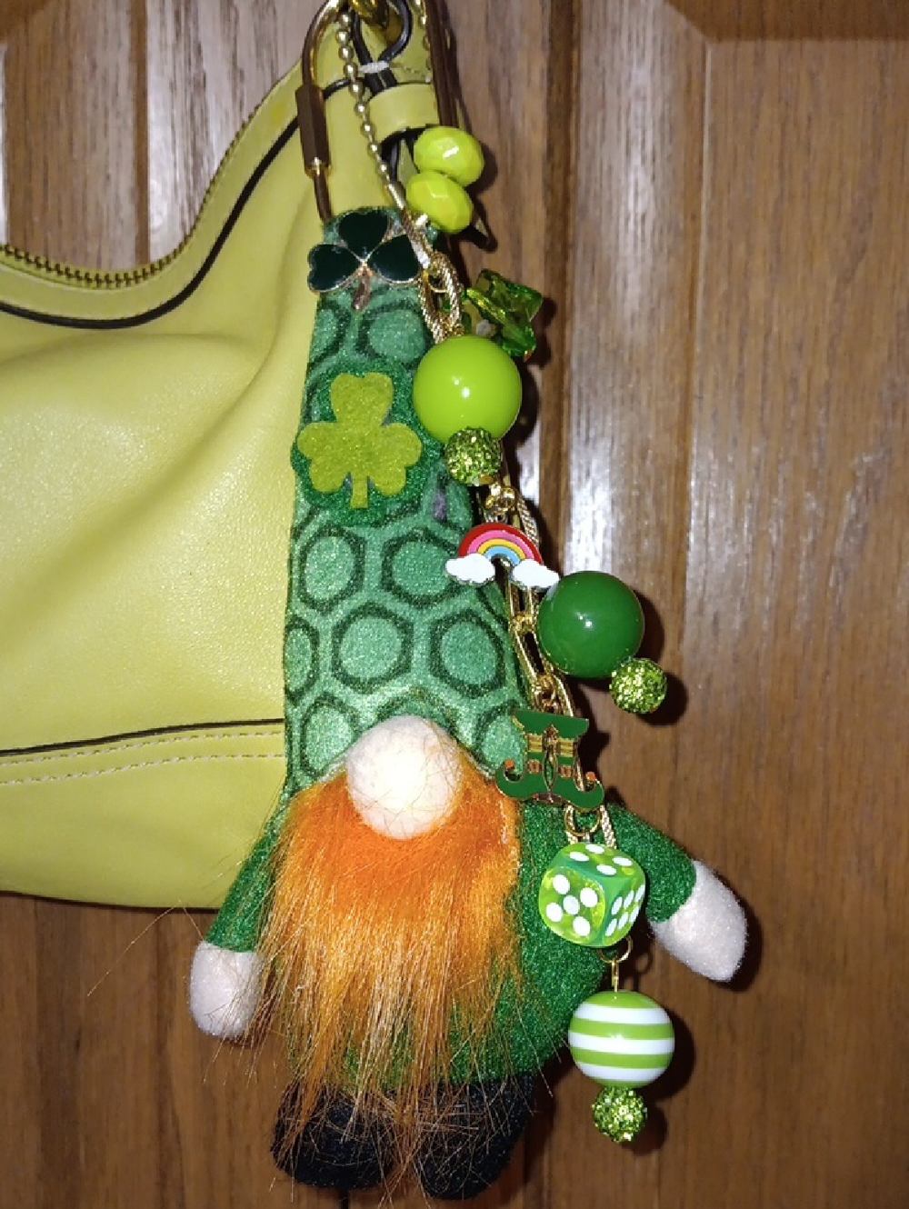 #AA Green St. Patrick's Gnome Bag Charm Keychain